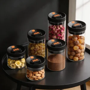 Eco friendly Food Grade Glass Jars Stackable for Refrigerator and Kitchen Storage Seasoning Jars 1200ml