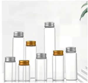 Eco friendly Transparent Glass Tube Bottle Aluminum Screw Lid Cork 25ml 180ml Capacity Hot Stamping Option for Chocolate Noodle