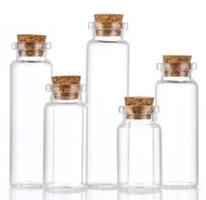 Eco friendly clear Glass Vials Glass Wishing Bottles Glass test Tube with Cork for Candy Tea leaf Spice Matchstick