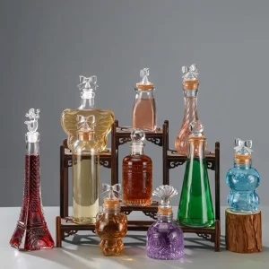 Eiffel Tower Shaped Glass Liquor Bottle with Cork Stopper for Whisky Vodka Brandy