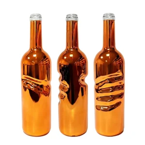 Electroplated Orange 750ml Hand-Shaped Liquor Bottle for Vodka Whiskey Rum Tequila Spirit Wine