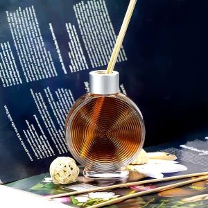 Elegant 100ml Annual Ring Bottle Frost Surface New Design Home Fragrance Shape Thick Base Crown Cap Reed Diffuser Cosmetic