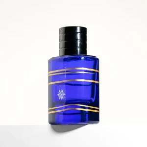 Elegant 50ml Translucent Blue Glass Perfume Bottle With Snowflake Etching Luxury Fragrance Packaging