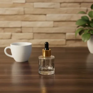 Elegant Transparent Glass Bottle 30ml & 50ml & 100ml with Intricate Rose Patterns & Gold Black Dropper Cap for Perfume Essence