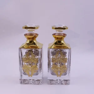 Elegant square Shape Essential Attar Oil Bottle Golden 250ml Glass Bottle Perfume Design Elegant Attar Bottles