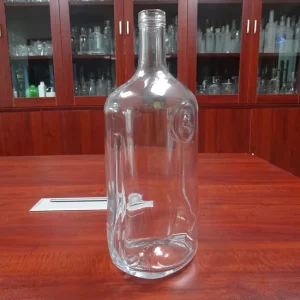 Embossed Cork Top 3L Big Capacity Clear Glass Vsop Brandy Wine Bottles 3000ML