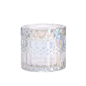 Embossed Glass Candle Jar with Lid, 8 oz, Multipurpose Storage Container