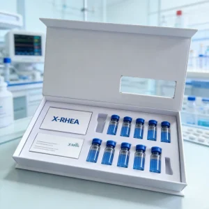 Embossed Stamped Small Bottle Peptide Pen Vial Packaging Boxes with Clear Window Book Style EVA Magnetic Rigid Paper