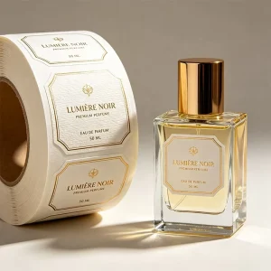 Embossed Textured Paper Gold Foil Print Perfume Bottle Self Adhesive Label
