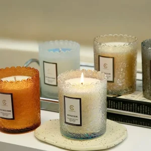 Embroidered Glass Jar for Scented Soy Wax Candle, 200g 7oz, with Gift Box
