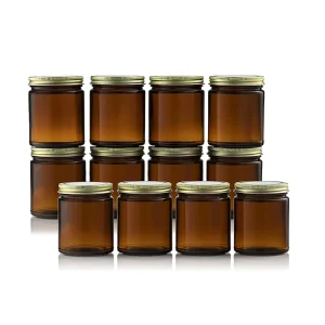 Empty 100ml 250ml Candle Jars Amber Glass Jars with Silver Golden Black Aluminum Lids
