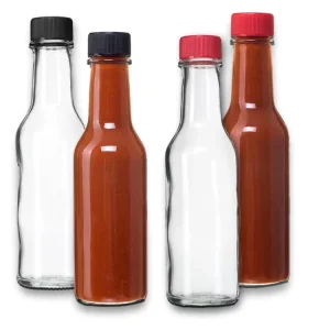 Empty 150ml 5oz Clear Round Olive Oil Vinegar Hot Sauce Glass Bottle with Lid