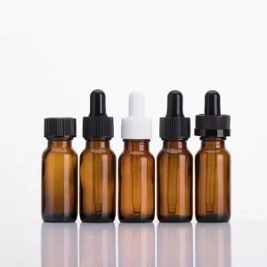 Empty 15ml (1/2oz) Amber Dropper Glass Bottle with Child-Resistant Tamper-Evident Dropper
