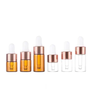Empty 1ml 2ml 3ml 5ml Refillable Amber Brown Glass Dropper Bottles Essential Oils Skin Care Serum Screen Printing