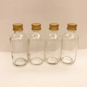 Empty 2 oz 60ml Transparent Round Food Grade Syrup Sauce Ginger Clear Blue Glass Bottles Shots Mini With Aluminium Caps