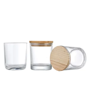 Empty 200ml 220ml 300ml Clear Glass Candle Holder Soy Wax Glass Candle Jar With Lid