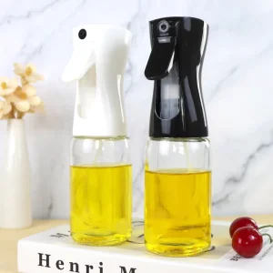 Empty 200ml 220ml 300ml Clear Round Glass Olive Oil Spray Bottles for Cooking
