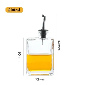Empty 200ml 280ml 350ml 500ml Clear Square Glass Olive Oil Bottle with Screw Cap and Oil Distributor
