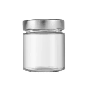 Empty 220 ml Glass Food Jars with 70 mm Deep Metal Lids for Jam, Honey, and Spices