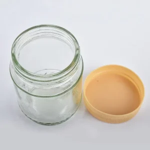 Empty 250ml 8oz Glass Peanut Butter Jars with Plastic Cap Glass Jar for Hot Sauce Honey Jam Food Container Packing