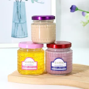 Empty 3.3oz 5oz 6.7oz 10oz 12oz 16oz Food Grade Transparent Canned Food Jam Honey Pickle Glass Jars with Metal Lid