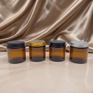 Empty 30g 50g 100g 250g 1oz 2oz 4oz 8oz 16oz Amber Cosmetic Skincare Face Body Glass Cream Cosmetic Jar With Metal Lid