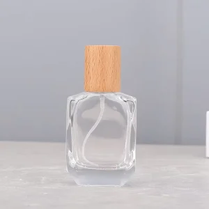 Empty 30ml Clear Perfume Bottle with Wooden Cap