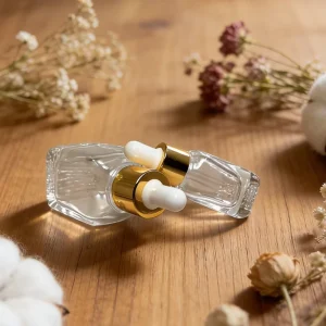 Empty 30ml Transparent Glass Cosmetic Bottle for Eye and Skin Care Serum and Face Cream with Dropper Screw Cap