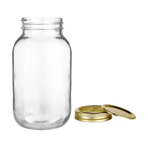 Empty 32oz 1000ml Clear Round Glass Food Storage Canning Mason Jars with Lids