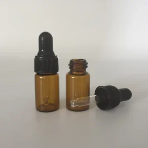 Empty 3ml Glass Amber Color Dropper Bottle for Liquid Drop Glass Essential Oil Bottle