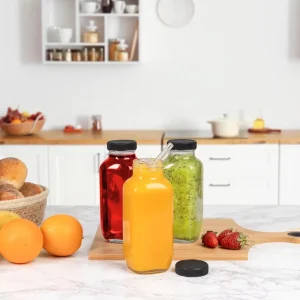 Empty 480ml Round Glass Bottle for Milk Juice Tea and Drinks