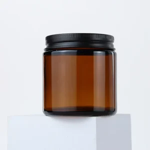 Empty 50ml 100ml 250ml 500ml Clear Amber Glass Candle Jar With Black Gold Aluminum Metal Lids