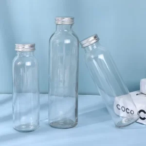 Empty 50ml 200ml 500ml Transparent Glass Juice Beverage Bottle with Aluminum Cap Whisky Bottles