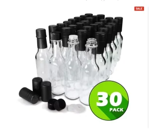 Empty 5oz Clear Glass Woozy Dasher Bottle for Hot Sauce with Shrink Capsule