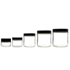 Empty 80 ml, 180 ml, 200 ml, 300 ml, and 500 ml Clear Round Glass Canning Jars with Lids