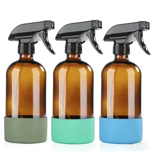Empty Amber Glass Spray Bottles Replaceable Pump Head 8oz 16oz 32oz Refillable Bottle for Essential Oils Plants Cleaning Hair