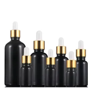 Empty Black Glass Essential Oil and Serum Dropper Bottles with Cap 5ml 10ml 15ml 20ml 30ml 50ml 100ml