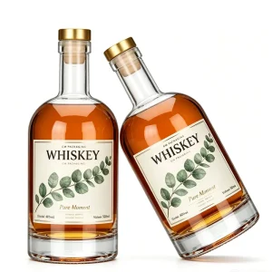 Empty Clear 100ml 200ml 375ml 500ml 700ml 750ml 1 l Spirits Liquor Vodka Oslo Glass Bottles with Gold Cork Stopper and Labels