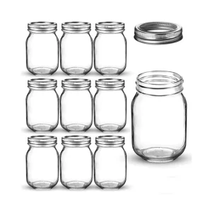 Empty Clear 4oz 8oz 12oz 16oz 25oz 32oz Mason Jar Canning Food Storage Jar with Metal Lid