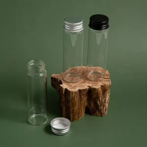 Empty Clear Borosilicate Glass Vial or Tube 30ml 50ml 60ml or 100ml with Aluminium Screw Cap