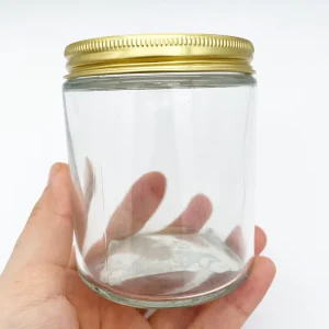 Empty Clear Glass Bottle 50Ml 100Ml 250Ml 500Ml Clear Amber Glass Candle Jar With Black Gold Aluminum Metal Lids