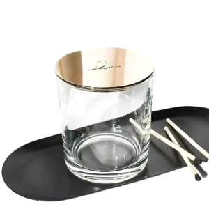 Empty Clear Glass Cylinder Candle Jars with Zinc Alloy Lid