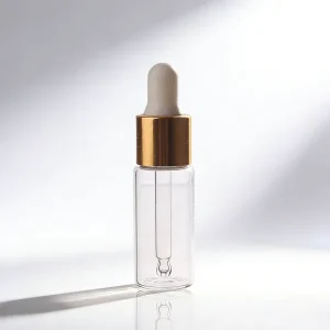 Empty Clear Glass Dropper Bottles Refillable Cosmetic Containers for Essential Oil Serum Perfume with Gold Cap