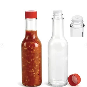 Empty Clear Glass Hot Sauce Bottle 100ml for Chili, Tomato Sauce, Salad Dressing, BBQ Sauce, Vinegar and Oil with Leak-Proof Lid