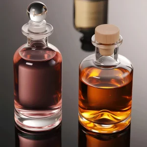 Empty Clear Glass Liquor Bottle with Cork Round Flint Spirit Container for Vodka Whiskey Rum Gin Tequila