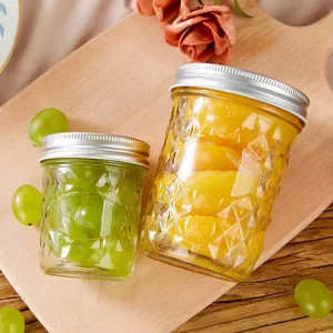 Empty Clear Glass Mason Canning Jar with Metal Lid