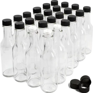 Empty Clear Glass Woozy Hot Sauce Bottles 150ml 5oz With Plastic Lid