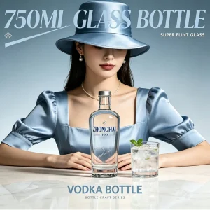 Empty Clear Round Glass Liquor Bottle with Cap 750ml 75cl for Wine, Whisky, Tequila, Gin, Spirit and Vodka
