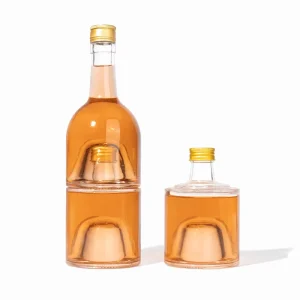 Empty Clear Round Stackable Glass Wine and Vodka Bottle with Screw Cap