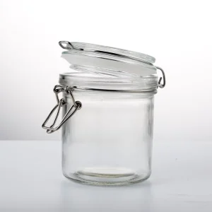 Empty Colorful Glass Jar with Lid for Cream Dispenser and Kitchen Storage